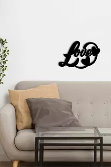eCraftIndia  Love with Hearts  Black Engineered Wood Wall Art Cutout  Ready to Hang Home DECOR