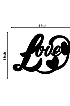 eCraftIndia  Love with Hearts  Black Engineered Wood Wall Art Cutout  Ready to Hang Home DECOR