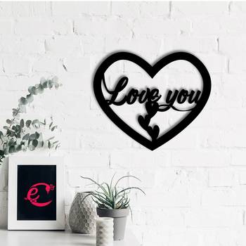 eCraftIndia  Love You with Hearts  Black Engineered Wood Wall Art Cutout  Ready to Hang Home DECOR 1