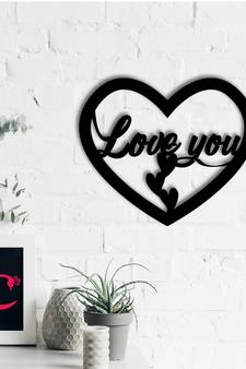 eCraftIndia  Love You with Hearts  Black Engineered Wood Wall Art Cutout  Ready to Hang Home DECOR