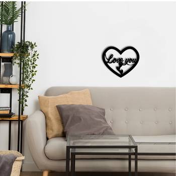 eCraftIndia  Love You with Hearts  Black Engineered Wood Wall Art Cutout  Ready to Hang Home DECOR 2