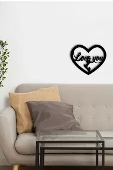 eCraftIndia  Love You with Hearts  Black Engineered Wood Wall Art Cutout  Ready to Hang Home DECOR