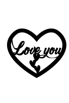 eCraftIndia  Love You with Hearts  Black Engineered Wood Wall Art Cutout  Ready to Hang Home DECOR