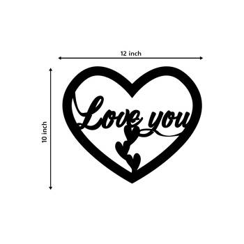 eCraftIndia  Love You with Hearts  Black Engineered Wood Wall Art Cutout  Ready to Hang Home DECOR 5