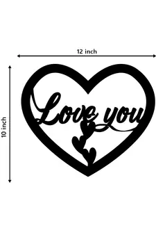 eCraftIndia  Love You with Hearts  Black Engineered Wood Wall Art Cutout  Ready to Hang Home DECOR
