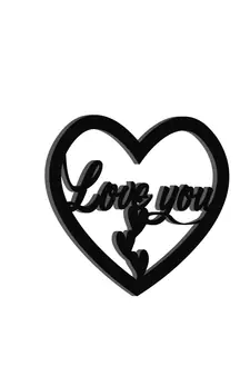 eCraftIndia  Love You with Hearts  Black Engineered Wood Wall Art Cutout  Ready to Hang Home DECOR