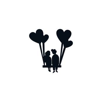 eCraftIndia Young Loving Couple with Hearts Balloons Black Engineered Wood Wall Art Cutout  Ready to Hang Home DECOR 4