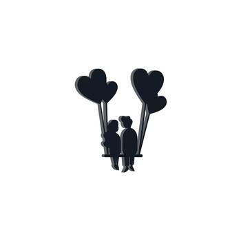 eCraftIndia Young Loving Couple with Hearts Balloons Black Engineered Wood Wall Art Cutout  Ready to Hang Home DECOR 6