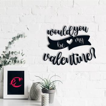 eCraftIndia  Would You Be My Valentine  Black Engineered Wood Wall Art Cutout  Ready to Hang Home DECOR 1