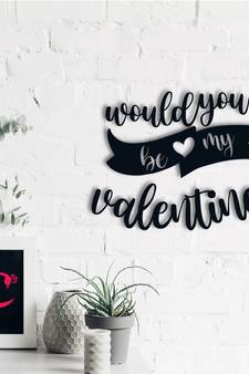 eCraftIndia  Would You Be My Valentine  Black Engineered Wood Wall Art Cutout  Ready to Hang Home DECOR