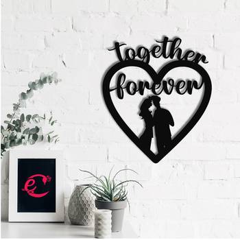 eCraftIndia  Together Forever  Love Theme Black Engineered Wood Wall Art Cutout  Ready to Hang Home DECOR 1