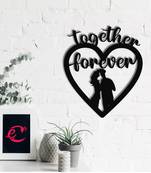 eCraftIndia  Together Forever  Love Theme Black Engineered Wood Wall Art Cutout  Ready to Hang Home DECOR