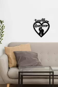 eCraftIndia  Together Forever  Love Theme Black Engineered Wood Wall Art Cutout  Ready to Hang Home DECOR