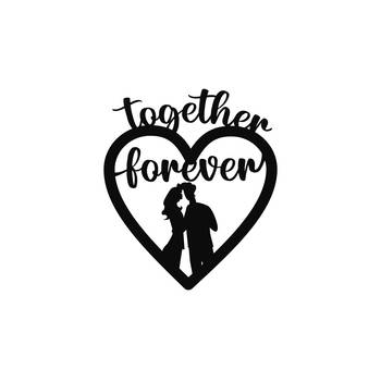 eCraftIndia  Together Forever  Love Theme Black Engineered Wood Wall Art Cutout  Ready to Hang Home DECOR 4