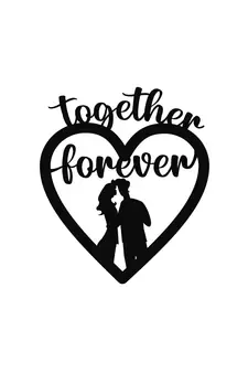 eCraftIndia  Together Forever  Love Theme Black Engineered Wood Wall Art Cutout  Ready to Hang Home DECOR