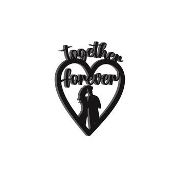 eCraftIndia  Together Forever  Love Theme Black Engineered Wood Wall Art Cutout  Ready to Hang Home DECOR 6