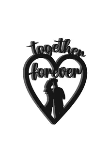 eCraftIndia  Together Forever  Love Theme Black Engineered Wood Wall Art Cutout  Ready to Hang Home DECOR