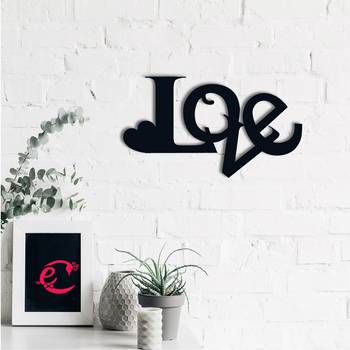 eCraftIndia  Love with Heart  Love Theme Black Engineered Wood Wall Art Cutout  Ready to Hang Home DECOR 1