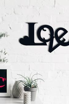 eCraftIndia  Love with Heart  Love Theme Black Engineered Wood Wall Art Cutout  Ready to Hang Home DECOR
