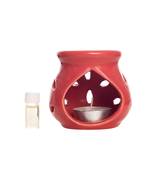 eCraftIndia Red Aroma Burner Ser with Red Rose Aroma Oil and 4 Tea Light Candles
