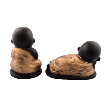 eCraftIndia Set of 2 Golden Monks Polyresin Tealight Holder 6