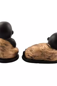 eCraftIndia Set of 2 Golden Monks Polyresin Tealight Holder