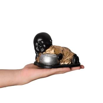 eCraftIndia Set of 2 Golden Monks Polyresin Tealight Holder 7