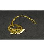 German Silver Oxidized Golden Color Moti Embellished Maangteeka Maathapatti