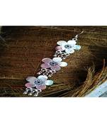 German Silver Shaped Maangteeka  Maathapatti Embellishments Flower Pattern Designer Hanging Ghungroo