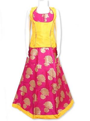 Shivangi Brocade Rose pattu pavadai | Lehenga 1