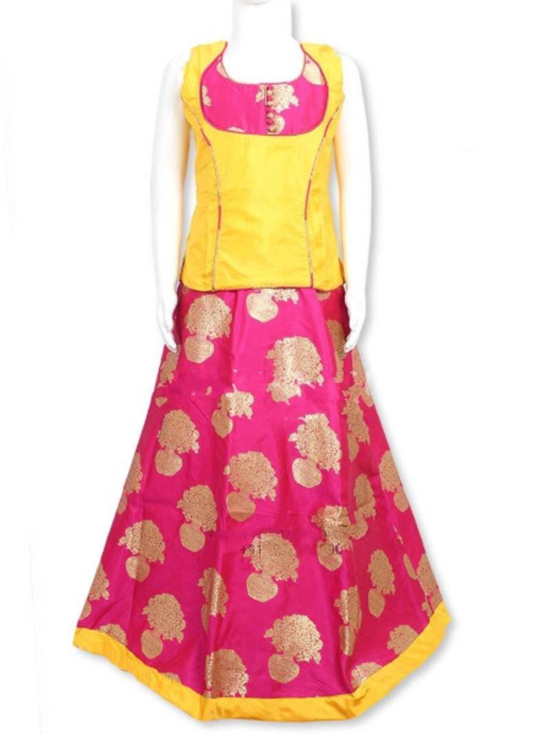 Shivangi Brocade Rose pattu pavadai | Lehenga