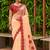 Peach Organza Designer Saree with Red Rose Border