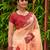 Peach Organza Designer Saree with Red Rose Border