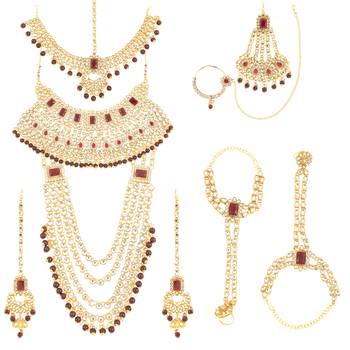 Maroon Kundan Bridal Jewellery Neckalce set 2