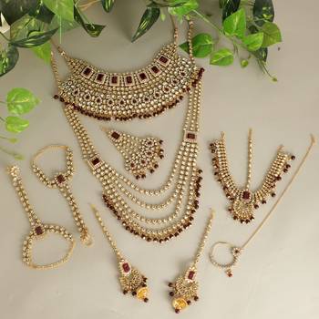 Maroon Kundan Bridal Jewellery Neckalce set 3