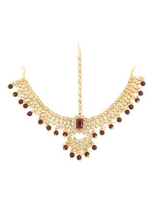 Maroon Kundan Bridal Jewellery Neckalce set 4
