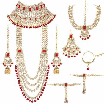 Red Kundan Bridal Jewellery Neckalce set 1