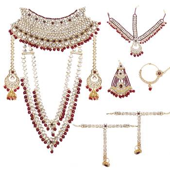 Maroon Kundan Bridal Jewellery Neckalce set 1