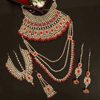 Red Kundan Bridal Jewellery Neckalce set 1