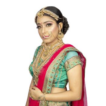 Peach Kundan Bridal Jewellery Neckalce set with pearls 1