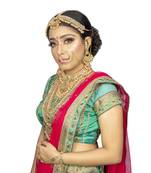 Peach Kundan Bridal Jewellery Neckalce set with pearls