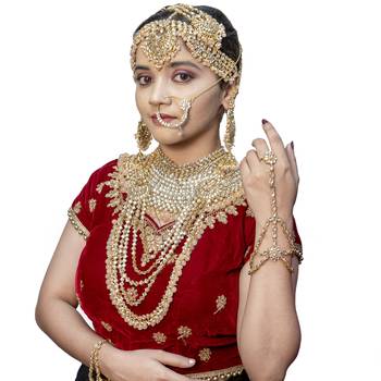 Peach Kundan Bridal Jewellery Neckalce set 1