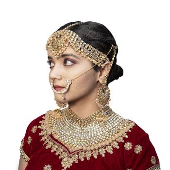 Peach Kundan Bridal Jewellery Neckalce set 2