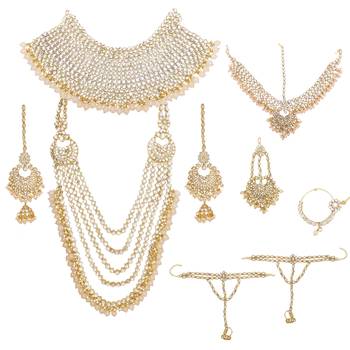 Peach Kundan Bridal Jewellery Neckalce set 3