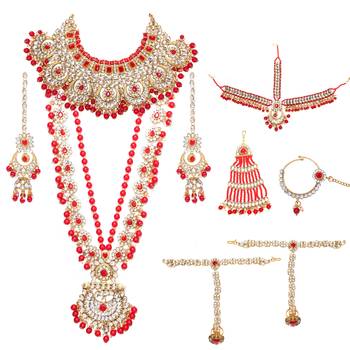 Red Kundan Bridal Jewellery Neckalce set 1