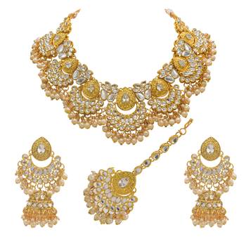 White Kundan Gold Plated Choker Necklace set 2