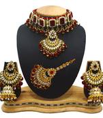 Maroon Kundan Gold Plated Choker Necklace set