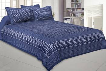 Dark Grey Zigzag  Pure Cotton Jaipuri Dabu Print Bedsheet 1
