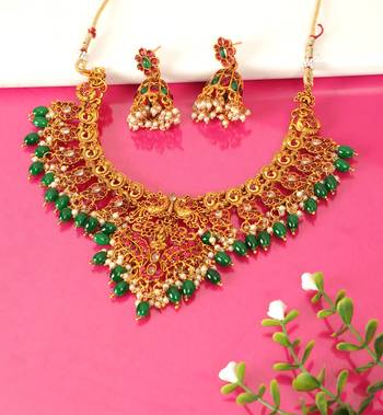 Multicolor South Indian Choker Neckalce Jewellery set 1