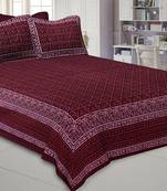 Maroon Retro Print Pure Cotton Jaipuri Dabu  Bedsheet
